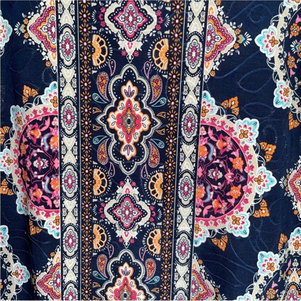 JM Collection Paisley Print Stitch Tee - Picture 2 of 5